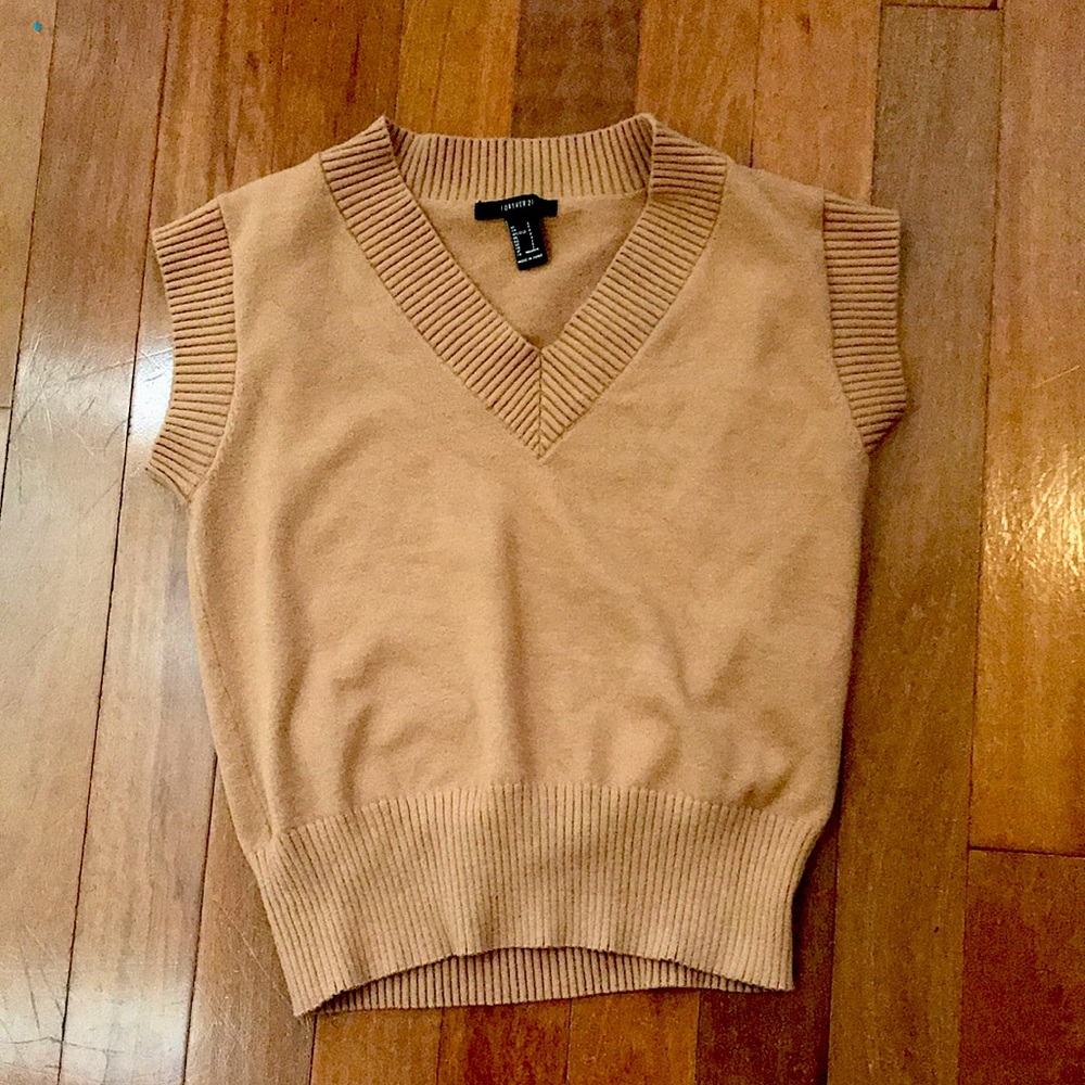 tan sweater vest